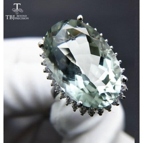 TBJ,Big Green Amethyst quartz gemstone Party"eyes catching" Ring in 925 sliver as birthday wedding nice gift with jewelry box