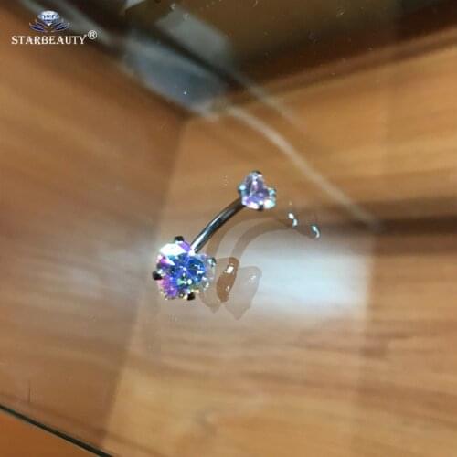 Hot Summer Women Jewelry CZ Navel Piercing Belly Nombril Heart Zircon Belly Button Rings 14G Belly Bar Navel Piercing Jewelry