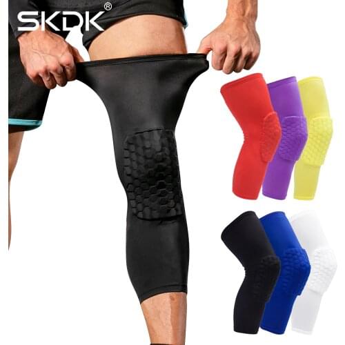 1PC Breathable Absorb Sweat Basketball Knee Pad Honeycomb Shockproof Elbow Support Long Leg Sleeves Knee Brace Football Sports G