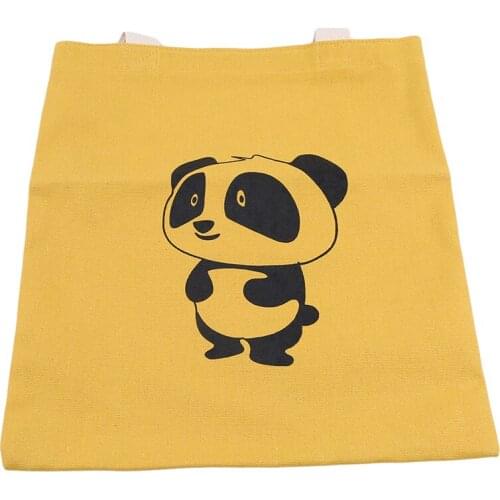 1pc Women Casual Fashionable Cute Panda Canvas Kawaii Anime Shopping Travel Large Reusable Tote Bags Shoulder Bag