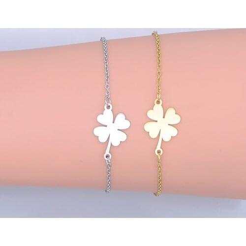 100% Stainless Steel Dainty Lucky Clover Charm Bracelet For Women Wholesale Factory Sale Fashion Jewelry Bracelets Dropshipping