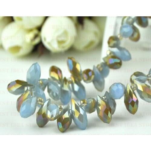 100pcs 6x12mm Half Brown color Plating Color Briolette Pendants Waterdrop Crystal Glass Jewelry Loose Teardrop Beads DIY