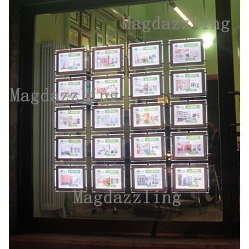 20Units Real Estate A4 Double Sided LED Window Display Acrylic Frame Light Panel with "U" Pocket for Real Estate Agent Windows