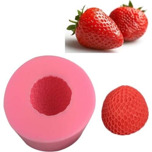 3D Strawberry Scented Candle Mold Soap Clay Making DIY Silicone Cake Mould Decor