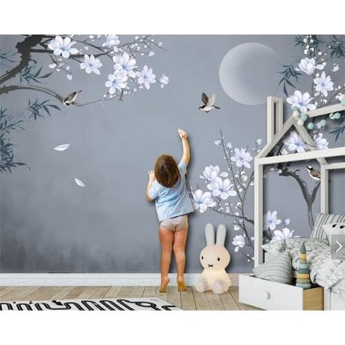 Customized 3d Mural New Chinese Hand-painted Bamboo Leaf Magnolia Flower Bird Background Wall Living Room Bedroom Tea House обои