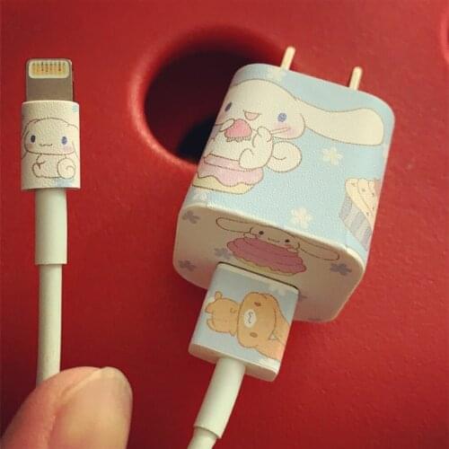 3Pcs/lot Cartoon USB Mobile Data Cable Winder Cartoon Stickers USB Charger Cable Cord Protector Stickers
