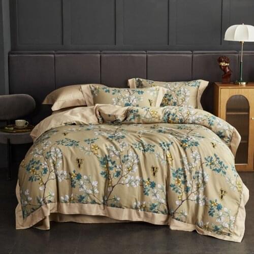 Luxury American Printing 600TC Egyptian Cotton Bedding Set Flowers Cover Quilt Cover Set Bedspread Bed Linen Pillowcases 4Pcs