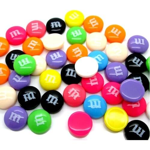 50Pcs Mixed 14mm M Beans Resin Decoration Craft Flatback Cabochon Embellishments For Scrapbooking Kawaii Diy Accessories