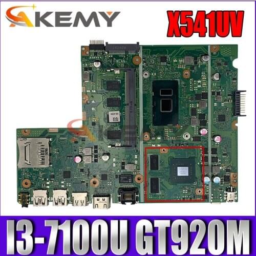 Akemy X541UV Laptop motherboard for ASUS VivoBook A541UV X541U original mainboard 4GB-RAM I3-7100U GT920M (Pin interface))