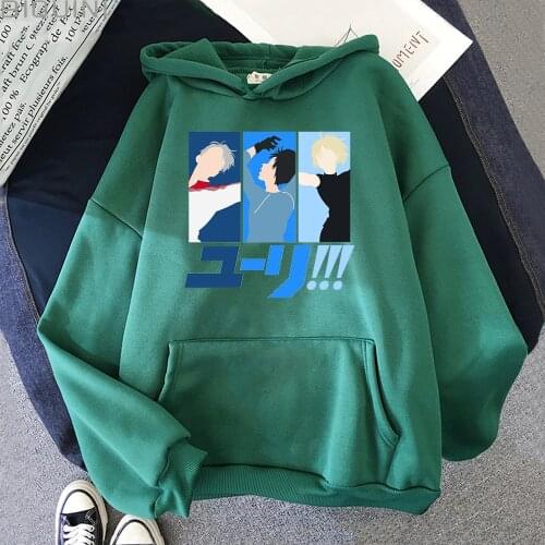 Anime Hoodie Yuri on Ice Winter Hoodies Sweatshirt Women Clothes Japanese Manga Sport Long Loose Sleesves Polloves Young Styles