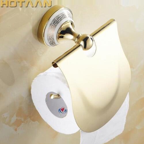 Free Shipping Wall Mounted Toilet Paper Holder Bathroom Stainless Steel Roll Paper Holders With Cover Gold Bathroom hardware