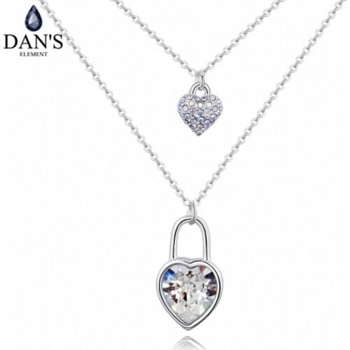 DANS Element Brand 5 Colors Real Austrian Crystals Fashion Water Drop Tassel Pendant Necklace for Women Valentine Gift 129217