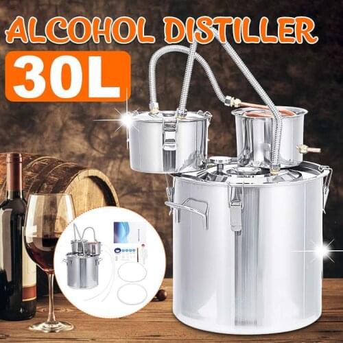 8GAL 30L Efficient 3pot Distiller Alambic Moonshine Alcohol Still Stainless Copper DIY Brew Water Wine Essential Oil Brewing Kit