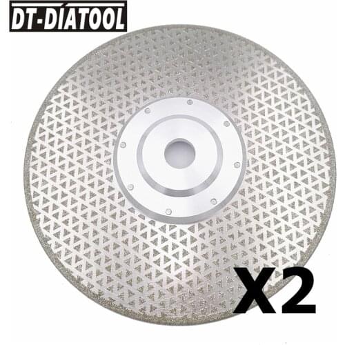 DT-DIATOOL 2pcs/pk Dia 9"/230mm Coated diamond cutting discs 22.23mm Flange Both Side electroplated saw blade grinding wheel