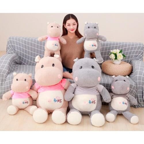 55/65cm Cartoon Plush Toys Stuffed Dressing Soft Hippo Animals Lovers Lovely Doll Gifts for Children