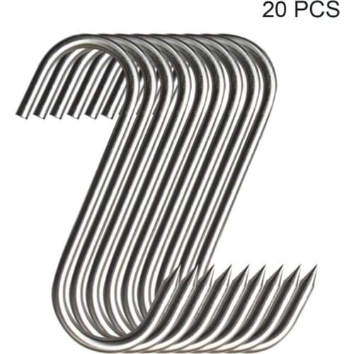 Stainless Steel Meat Hooks Hanging Hooks 20 Pcs with Sharp Tip for butcher Shop Durable Kitchen Baking Tools Practical