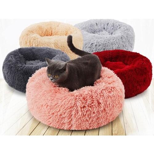 Pet Bed for Cats and Dogs, Super Soft Round Dog Bed Oval Donut Nesting Cave Bed for Cats and Small Medium Dogs