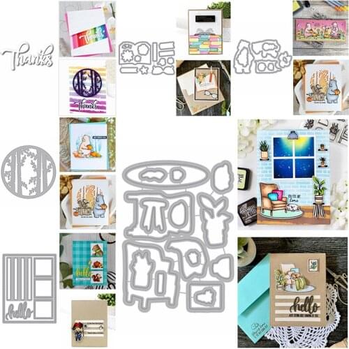 Metal Cutting Dies Stencil Chair Carpet Furnitures Books Glasses Circlet Strip Frame Thanks Words For Craft Scrapbooking