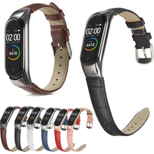 Mi Band 5 Strap Crocodile Leather Bracelet For Xiaomi Mi Band 5 Strap Miband 5 Wristband Pulseira Mi band5 Correa