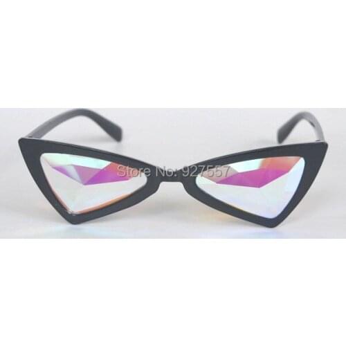 Fashion cat eye Real Crystal glass lens kaleidoscope glasses