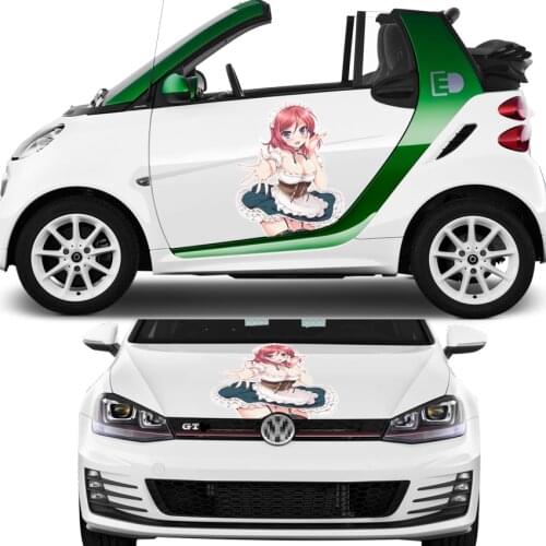 Inkjet Japan Anime Door Hood Decals Cute Sexy Maid Itasha Stickers 3D Cartoon Rear Windshield Protective Films Car Accessies