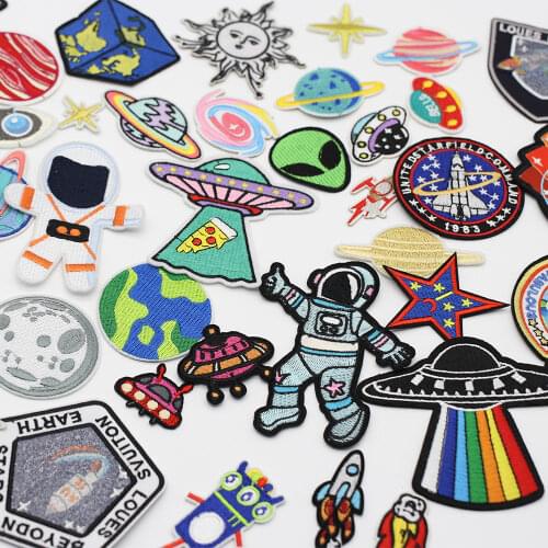 Patch on Spaceship Clothes Ironing Stickers DIY Sewing Accessories Embroidered Cloth Star Badge Patch