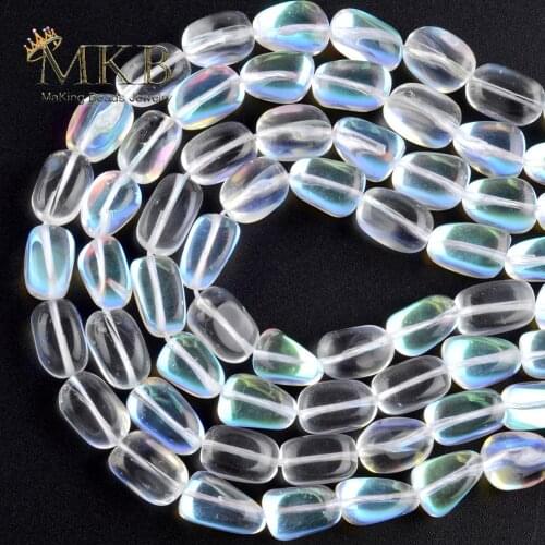 Natural Smooth White Moonstone Irregular Beads For Jewelry Making 9*13mm Space Loose Beads DIY Bracelets Necklace Jewellery 15"