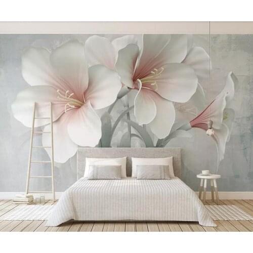 Customized large-scale 3D mural wallpaper flower 3D 3D embossed flower TV background wall