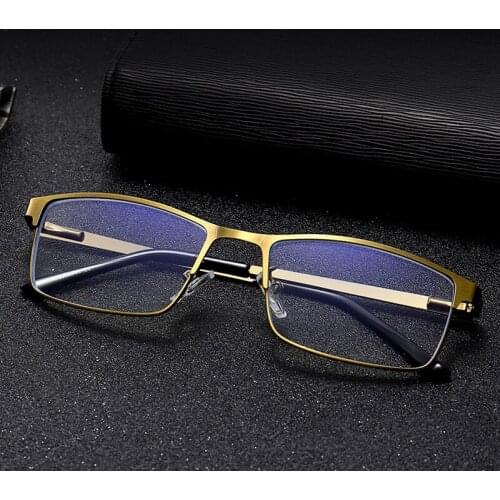 Elbru Men Anti Blue Light Reading Glasses Women Metal Half Frame Resin Lens Hyperopia Eyeglasses Diopters 1.5 2.5 3.0 3.5 4.0