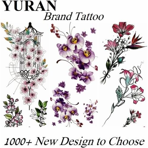 Diy Fake Blossom Temporary Tattoos Morning Glory Sticker Body Art Arm Waterproof Tattoo Paper For Women Girls Watercolor Tatoos