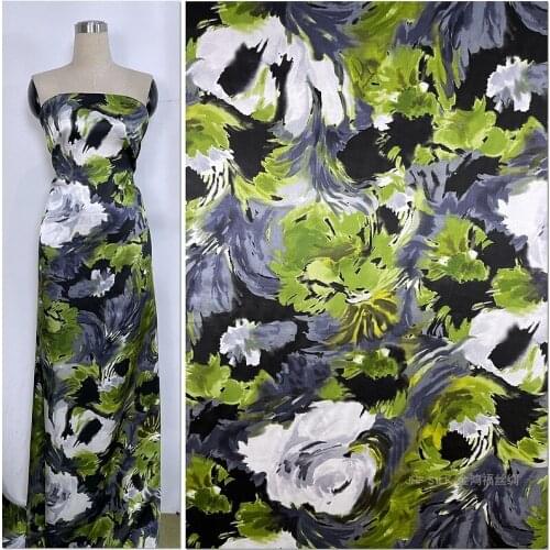 Mulberry Silk Fabric Cheongsam Dress Skirt Pants Wide Plain Crepe Satin Impressionist Green Of Life