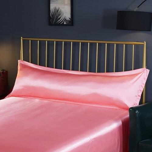 Ice silk pillowcase Satin Long Pillowcase Solid Color Pillow Case Cover Summer Cool faux-silk Pillow Cover Home Textile Bedroom