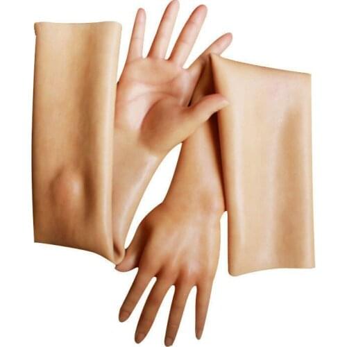 Crossdressing Silicone Rubber Female Glove Full Length Smooth Skin Cross-dress Silicone Female Glove Realistic with Skin Texture