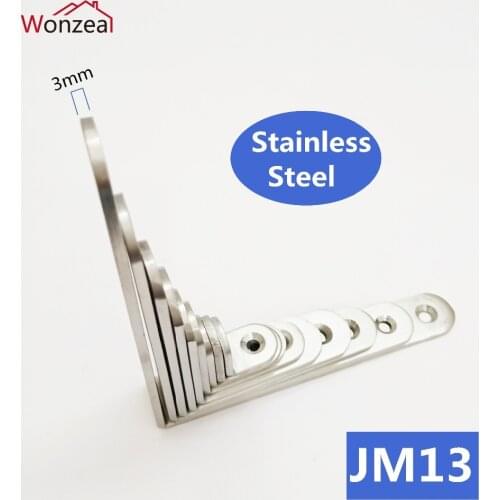 Thickness 3mm stainless steel angle bracket L shape satin frame board support corner bracket furniture fittings Connectors