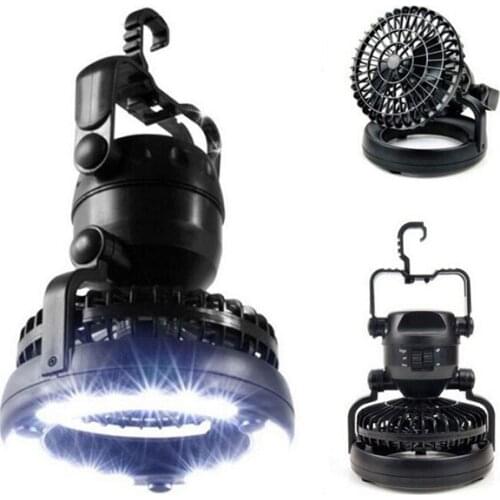 Outdoor Camping Fan Light 18 LED 2 in 1 Portable Lantern Flashlight Hiking Fishing Camping Lamp With Hanging Hook