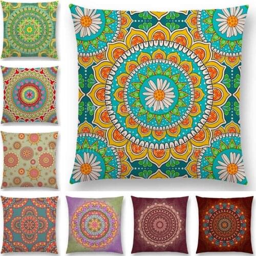 Gorgeous Mandala Cushion Cover Decorative Pattern Fantasy Colorful Crystalline Flowers Home Decor Sofa Throw Pillow Case