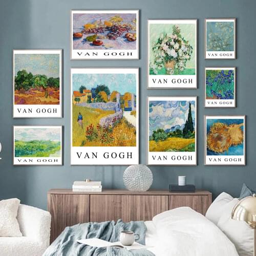 Van Gogh Irises Roses Fruit Wheat Field Vintage Posters And Prints Wall Art Canvas Painting Wall Pictures For Living Room Decor