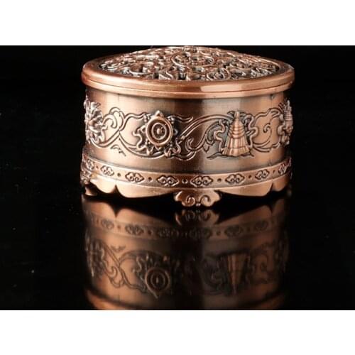 High-quality Copper Alloy Eight Auspicious Symbols Portable Burner Mini Censer Buddhism Temple Home Decor Coil Incense Burner