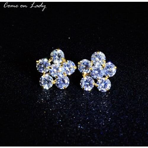 Fashion AAAA Cubic Zirconia Snowflake Flower Stud Earrings For Women Studs Female Jewelry Er061