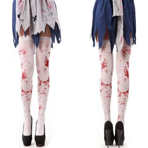 1Pair Halloween Women Stocking Skeleton Socks Cosplay Lolita Bloody Stockings Adult Women Halloween Party Decoration