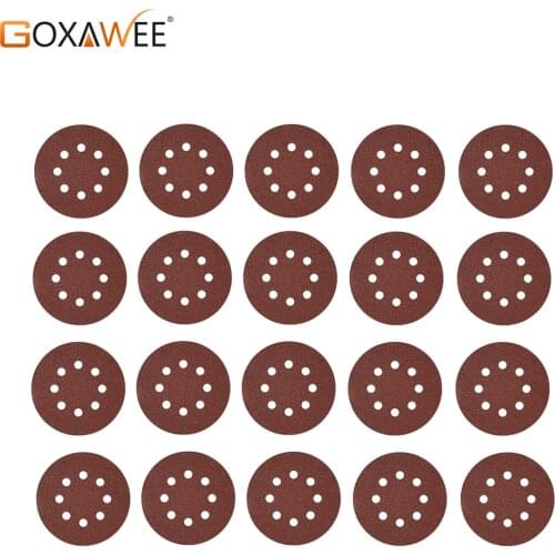 125mm Sandpaper Round Shape Sanding Discs Hook Loop Sanding Paper Buffing Sheet Sandpaper 8 Hole Sander Polishing Pad 20pcs
