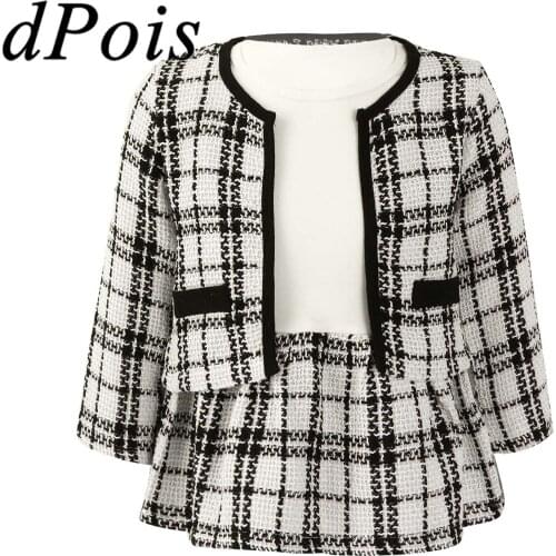 2PcsFashion Dress Outfits Kids Clothes Suit Autumn Winter Baby Girls Plaid Outfit School Uniforms Toddler Girl Clothing Sets