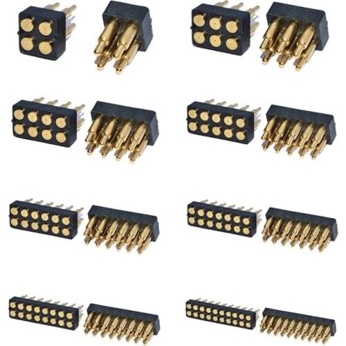 2 pcs Male Spring Loaded Pogo Pin Connector 4 6 8 10 12 14 16 20 Pin Dual Row Surface Mount SMT DIP Height 7.0mm Pitch 2.54 mm