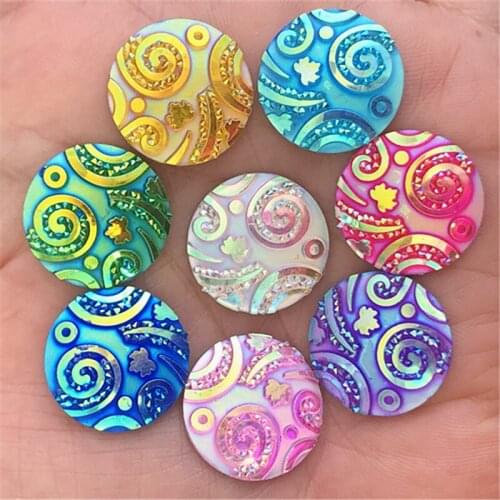 20PCS 20mm AB Resin Flower Rhinestone Flatback Wedding Diy Button Crafts