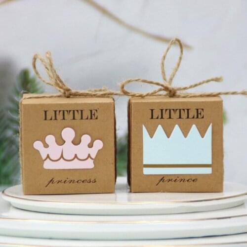 3Pcs Kraft Paper Princess Prince Gift Sugar Box Wedding Anniversary Baby Full Moon Candy Box Packaging For Valentine Day Box