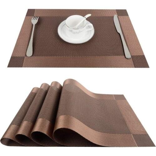4pcs / 2set PVC Decorative Vinyl Placemats for Dining Table Runner Linen Place Mat Kitchen Accessories Cup Coaster Pad