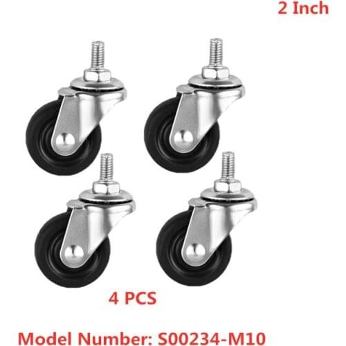 4 Pcs/Lot 2 inch Rubber Screw Universal Caster M10 Opening Movable Wheel Diameter 50mm Mute Furniture