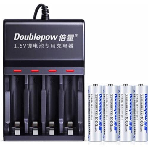 4PCS original 1.5v AAA 1000mWh rechargeable battery large capacity rechargeable lithium battery + 4 slot USB smart charger