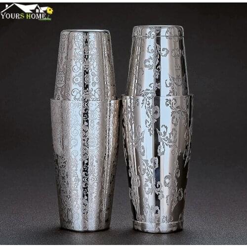 550ml/850ml Engraving Stainless Steel Cocktail Boston Bar Shaker Bar Tools Barware