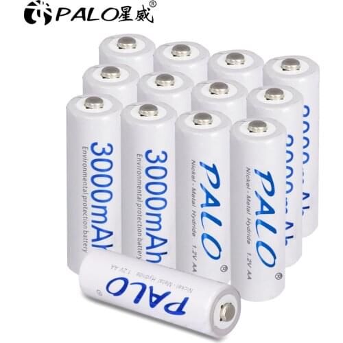 PALO 2-24 pcs AA battery rechargeable 1.2V 3000mAh AA 2A nimh original high capacity current batteries aa batteria aa batteries